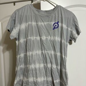 Peloton Shirt Womens medium grey White Tie Dye Logo Short Sleeve 100% Cotton